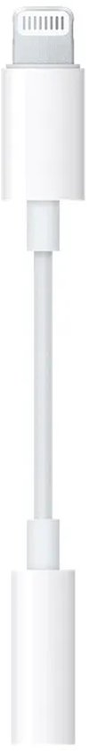Witte Lightning-naar-3,5mm-hoofdtelefoonaansluitingadapter, verticaal gepositioneerd.