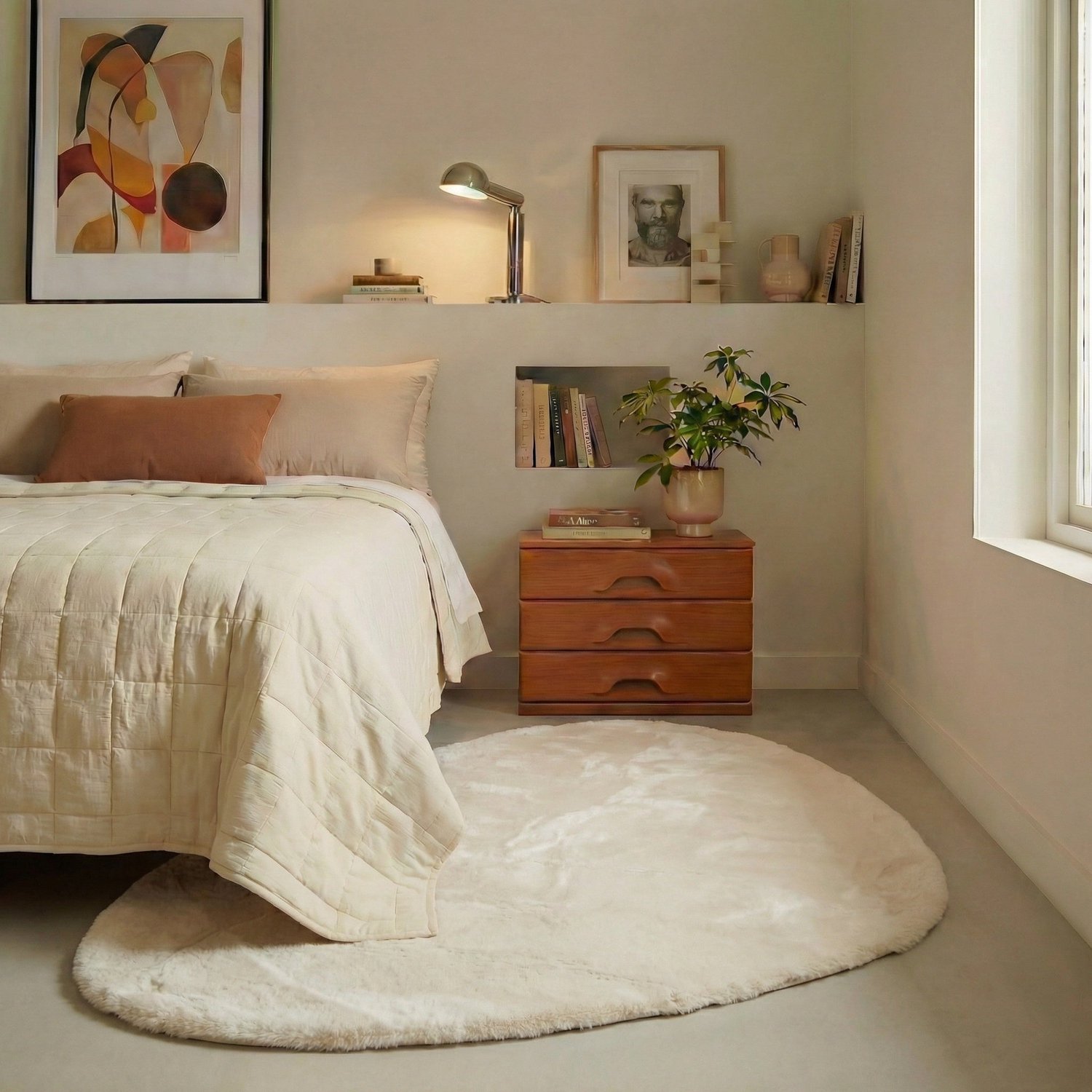 Organisch Hoogpolig vloerkleed Extra Zacht Fluffy - Creme 200 x 290cm Mrcarpet