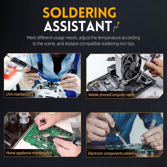 Intelligente Digitale Loodgietset met Temperatuurinstelling 100-450°C en 6 Loodkoppen voor Precisiewerk en Hobbyprojecten — afbeelding 3