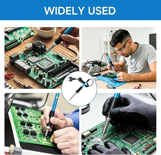 Professionele 60 W Loodsoldeerbout Set met 9 Onderdelen, Verstelbare Temperatuur, Diverse Tips en Desoldeerpomp voor Precisiewerk en Elektronica — afbeelding 4