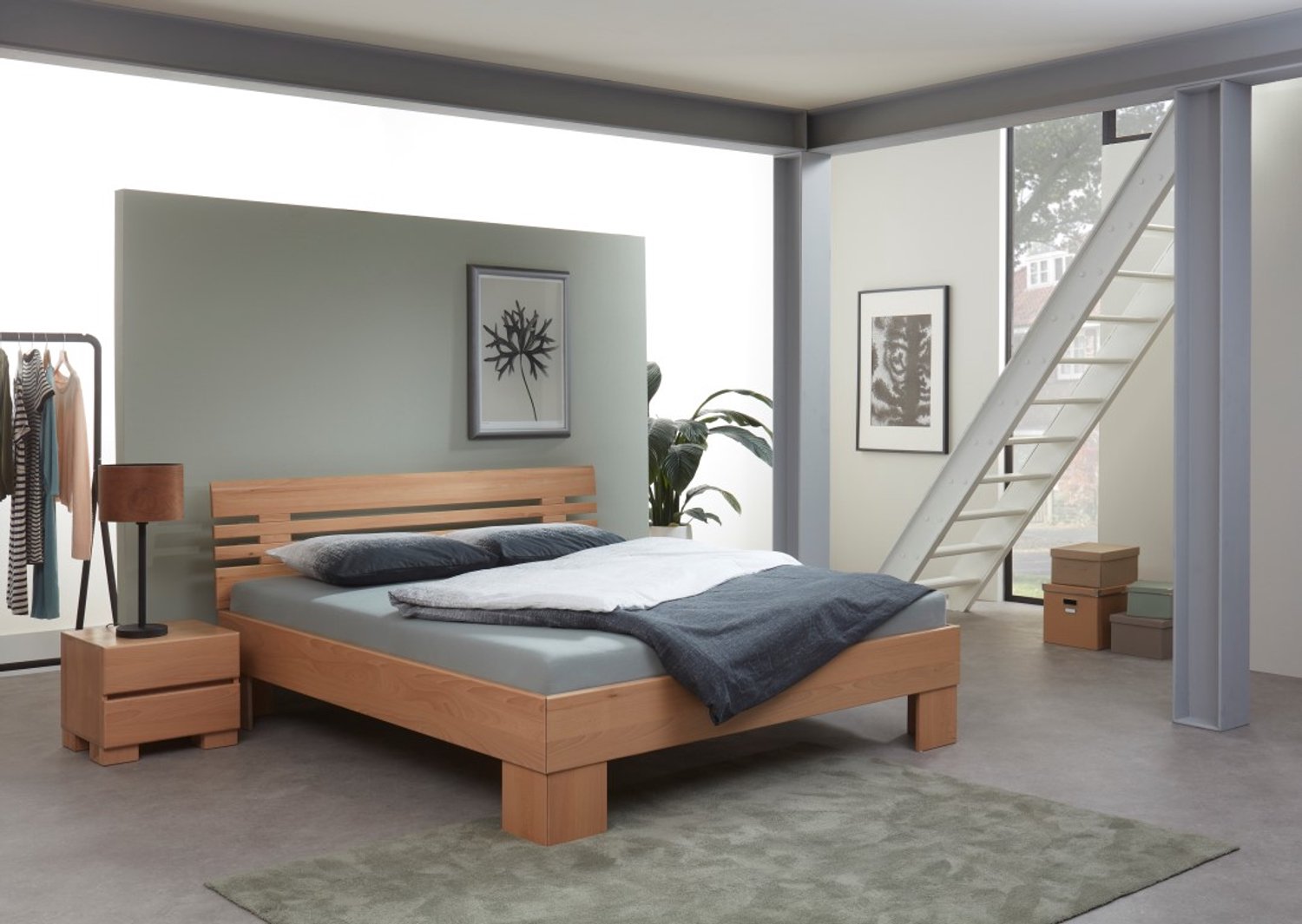 Bed Box Wonen Massief beuken houten bed Nesebar Premium 180x200 cm Natuur gelakt