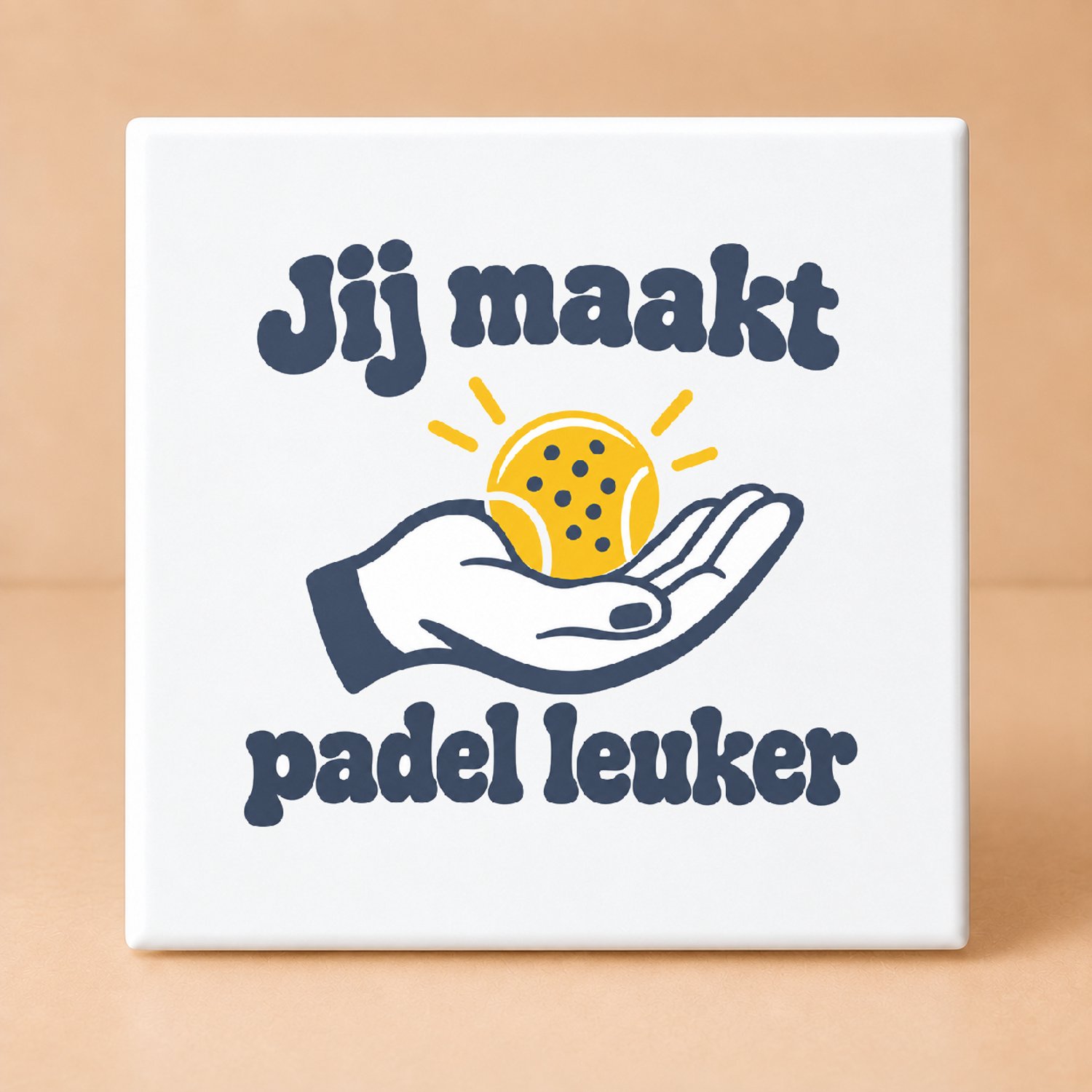 Bedruk King Retro Padelpakjes na de rally Tegel – Stijlvolle jaren 70 muurdecoratie voor padelliefhebbers en sportfans - 15 x 15 cm Wit