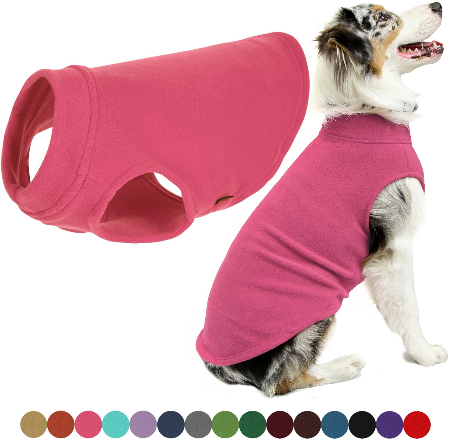 Gooby Stretch Fleece Vest Hondenjas - Warme hondentrui voor kleine honden - Roze - Large