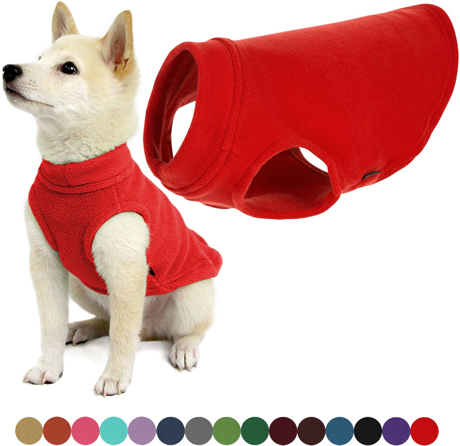 Gooby Stretch Fleece Vest Hondenjas - Warme hondentrui voor kleine honden - Rood - Small