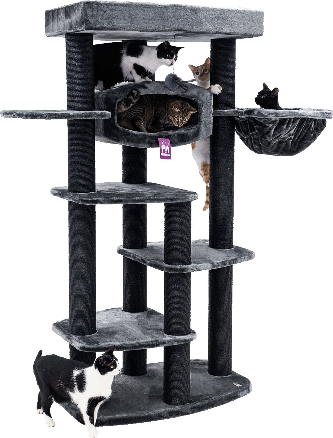 Petrebels Drive 179 Krabpaal - Pepper - Design Kattenmeubel - 12 cm Dikke Stammen - Uitwasbare hangmat