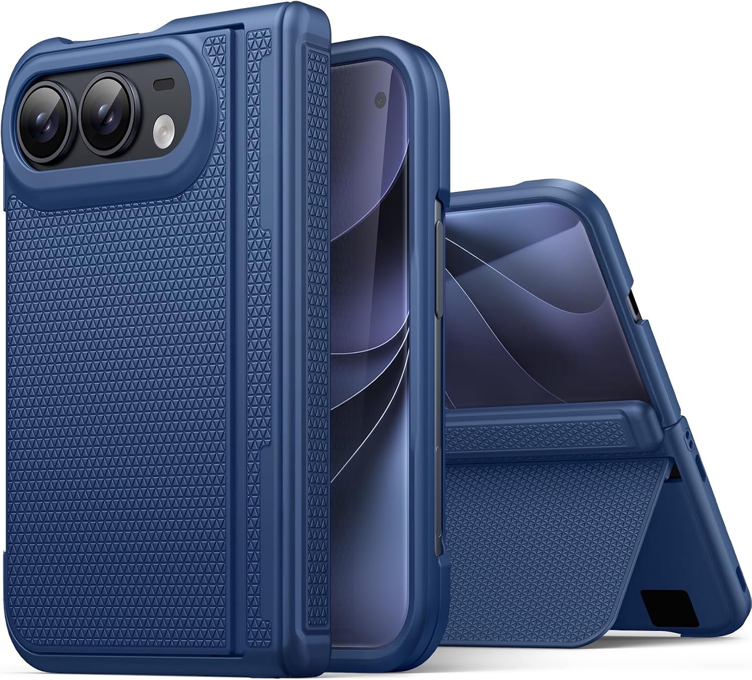 Zandarix Hoesje Geschikt voor Apple iPhone Duo - Ingebouwde Screenprotector - Scharnierbescherming - Robuuste volledige cover - Back Cover Hoesje - Blauw