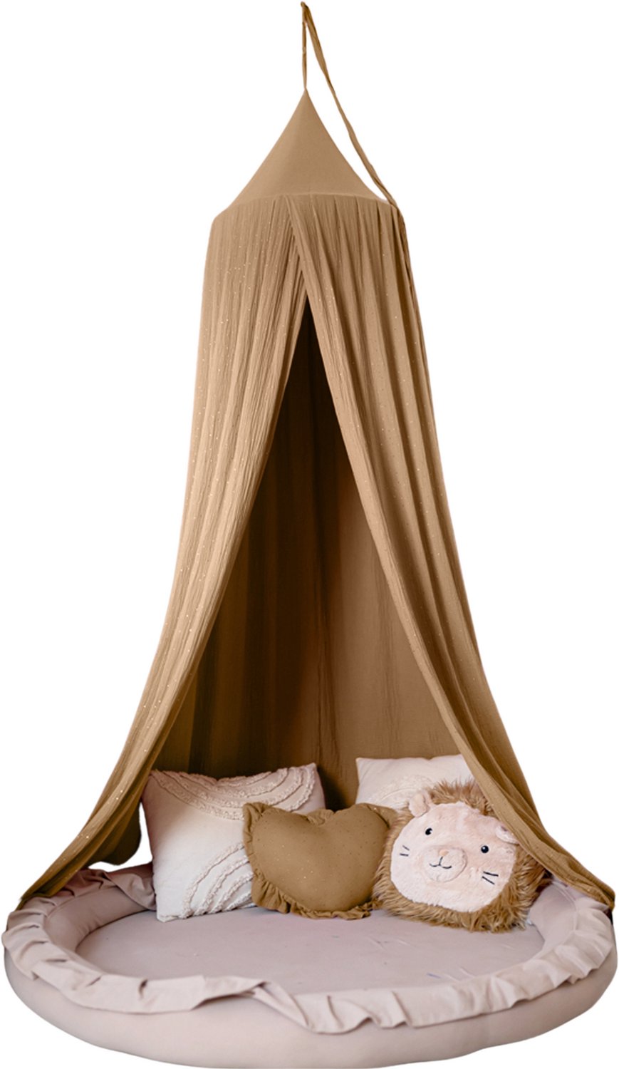 LILIMAUS Klamboe baby - bedhemel en hemeltje kinderkamer - mousseline katoen - 245 cm - bruin