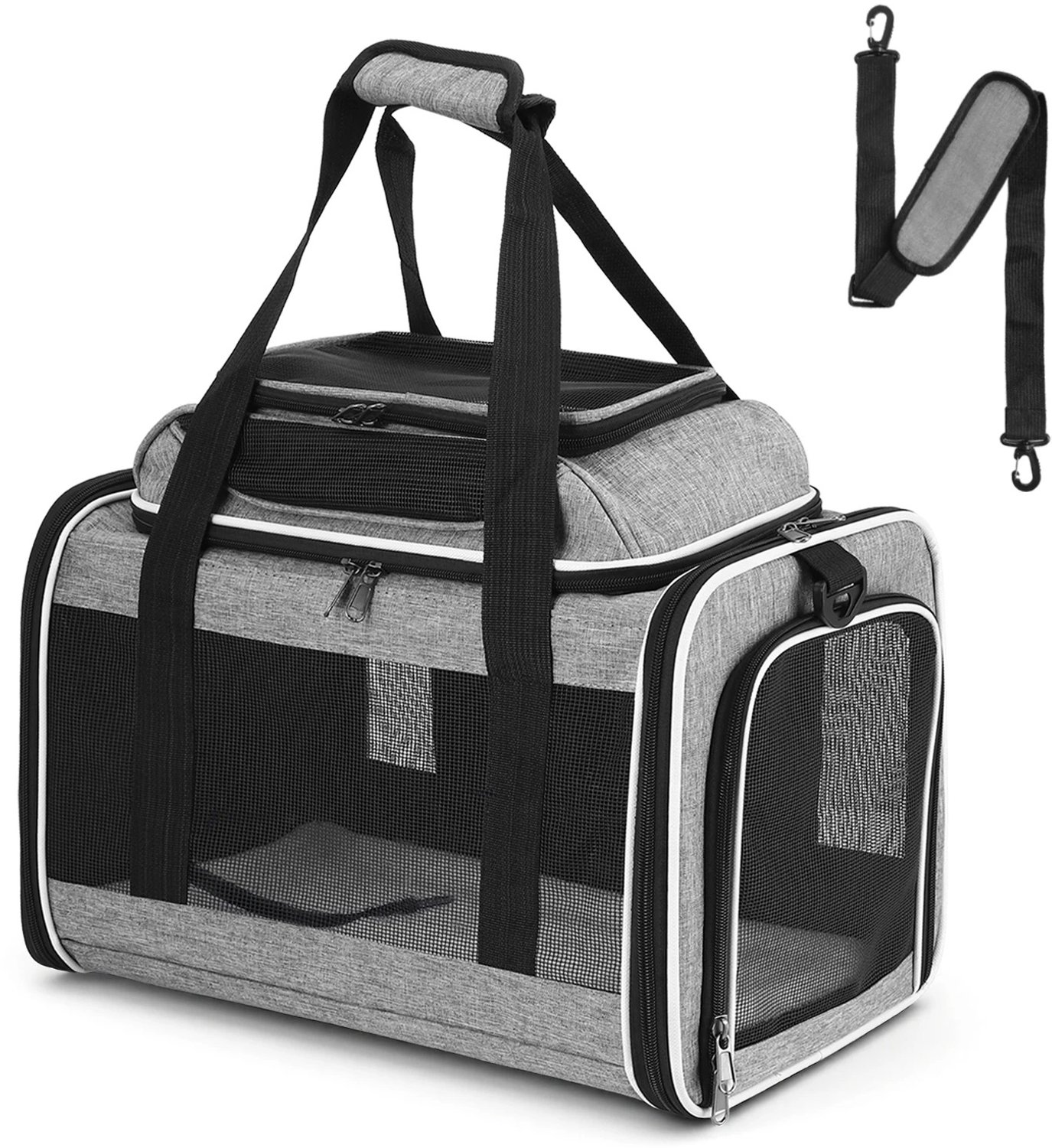 Sellino Katten reistas - Huisdierentas - Transporttas - Comfortabel & Praktisch voor Onderweg - Donkergrijs - 46 x 30 x 37