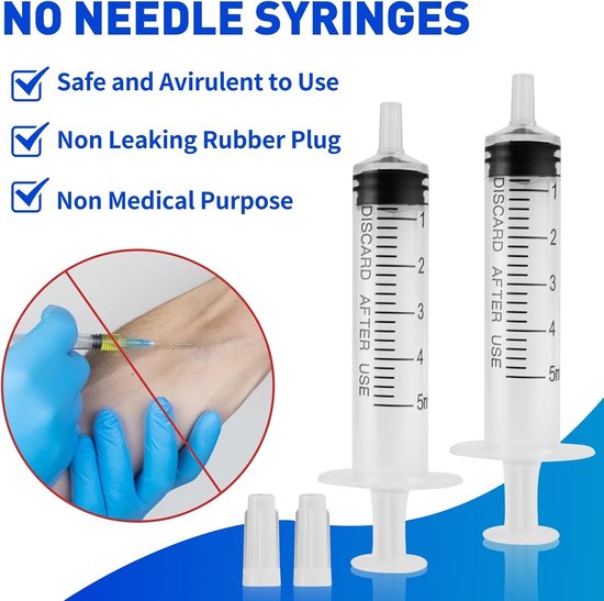 32-delige Plastic Spuit met Afsluitdoppen, 5ml Multi-functioneel, Nauwkeurige Schaal, Herbruikbaar en Transparant voor Vloeistofscheiding en Plantenbewatering — afbeelding 3