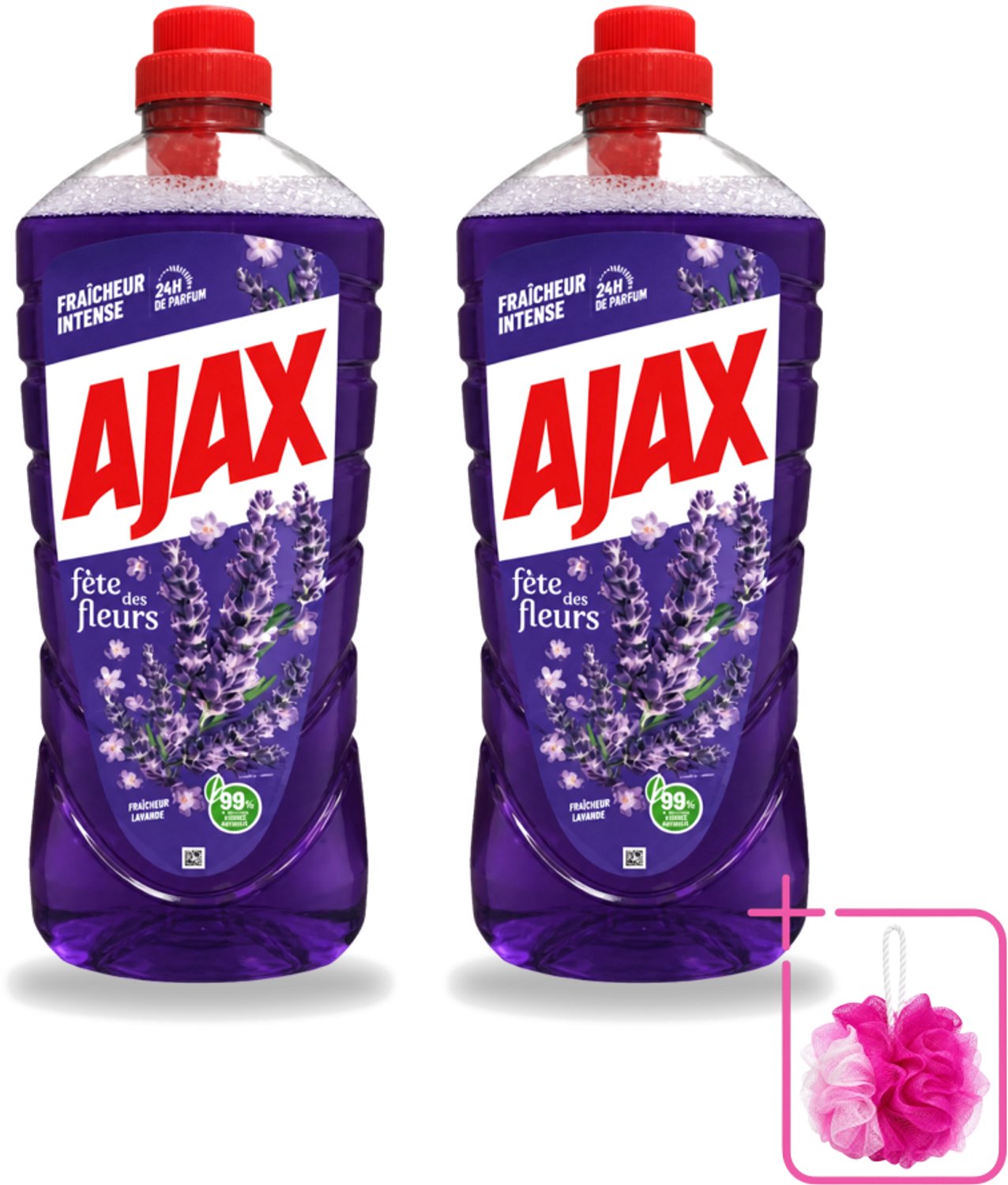 2 x Ajax – Allesreiniger – Lavendel – 1,25 L - Bulkverpakking - Allesreiniger lavendel - Douchemop - Reiniging