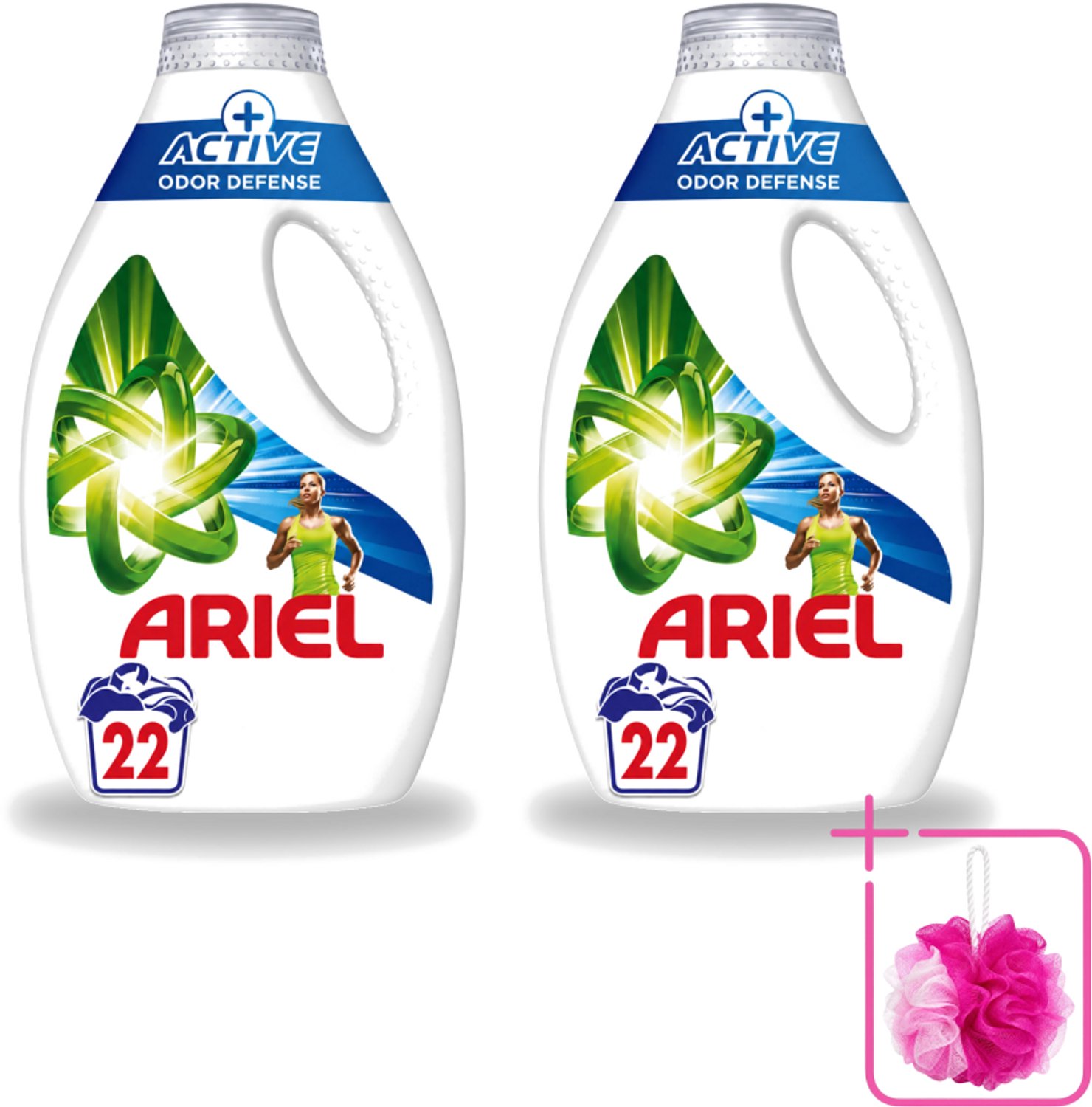 2 x Ariel – Vloeibaar Wasmiddel – Active Odor Defense – 990 ml – 22 wasbeurten - Bulkverpakking - Geurverwijdering was - Douchemop - Sportkleding wasmiddel