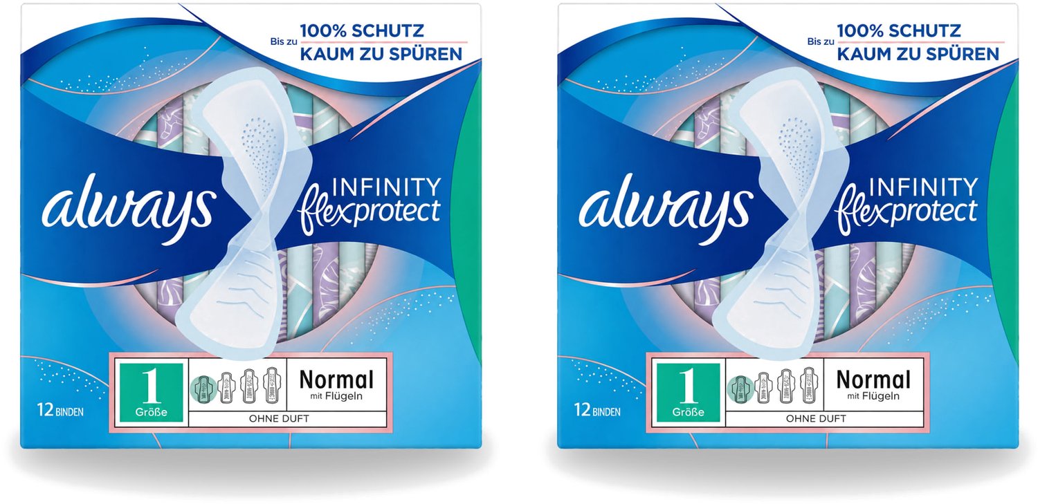 2 x Always – Maandverband – Infinity Normal - 12 Maandverbanden - Voordeelverpakking - 2 stuks
