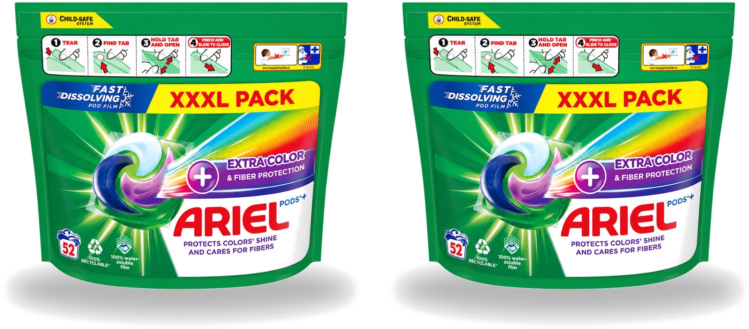 2 x Ariel – Waspods – Fiber Protection – 52 wasbeurten - Voordeelverpakking - 2 stuks