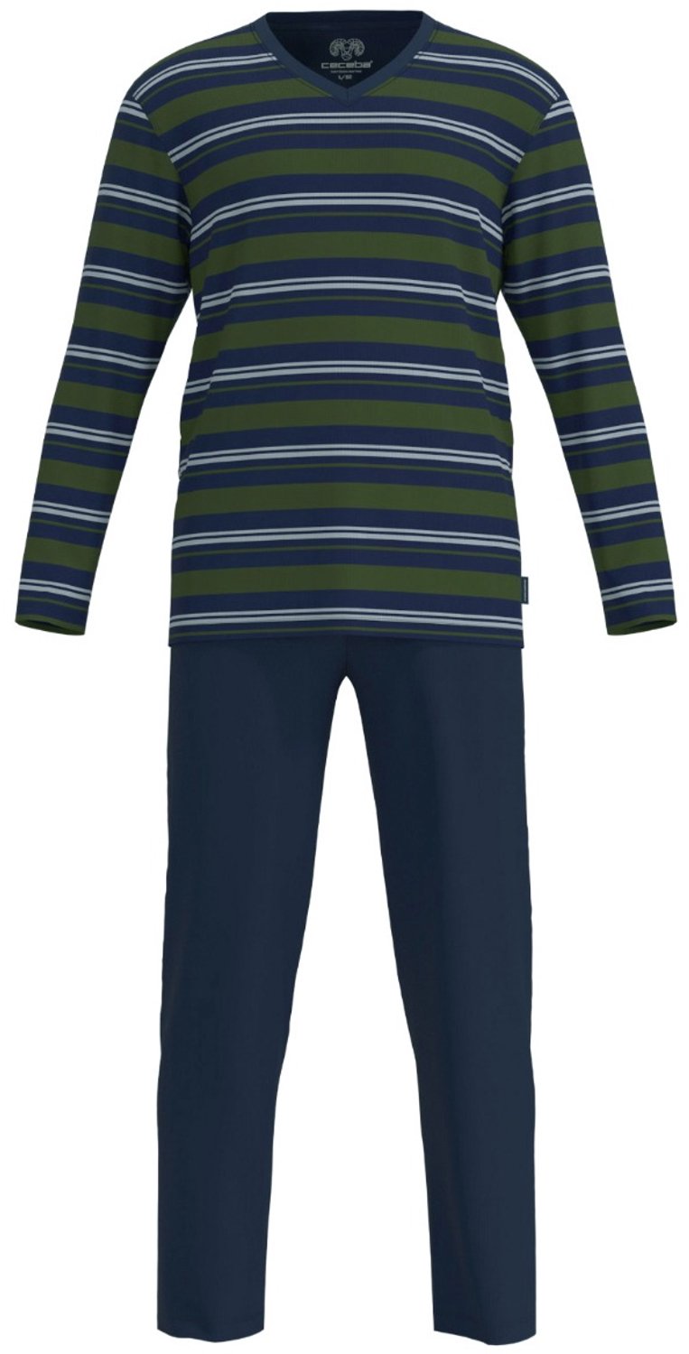 CECEBA heren pyjamaset lang stripes blauw & groen