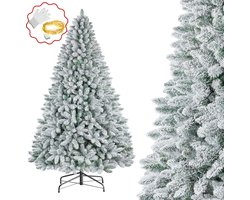 VANKEL Besneeuwde Kunstkerstboom 210 cm – Extra Volle PVC Kerstboom met 1381 Takpunten – Winterse Sneeuwlook – Stevige Metalen Voet – LichtSnoer Inbegrepen