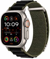 Stravo Nieuw Alpine Loop Nylon Sport bandje - Geschikt voor Apple Watch 46mm (Series 12/11/10), 49mm (Ultra 4/3/2), 45mm (Series 7/8/9), 44mm (Series 4/5/6, SE 1/2/3), 42mm (Series 1/2/3) - Verstelbaar met Metalen C-Haak - Groen/zwart