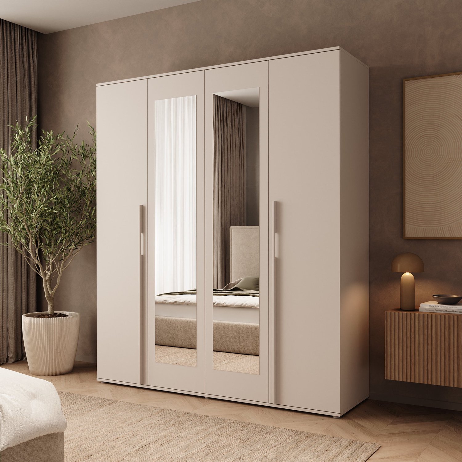 MEUBELLA Avery - Kledingkast met 4 deuren - Beige - 180x52x210 cm
