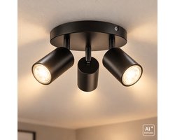 B.K.LICHT - Opbouwspot - plafondspot met 3 lichtpunten - zwarte opbouwspots - draaibar plafondlamp - kantelbaar - GU10 fitting