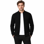 Gebreide Rib Vest met Rits - Heren - Zwart - Aansluitend