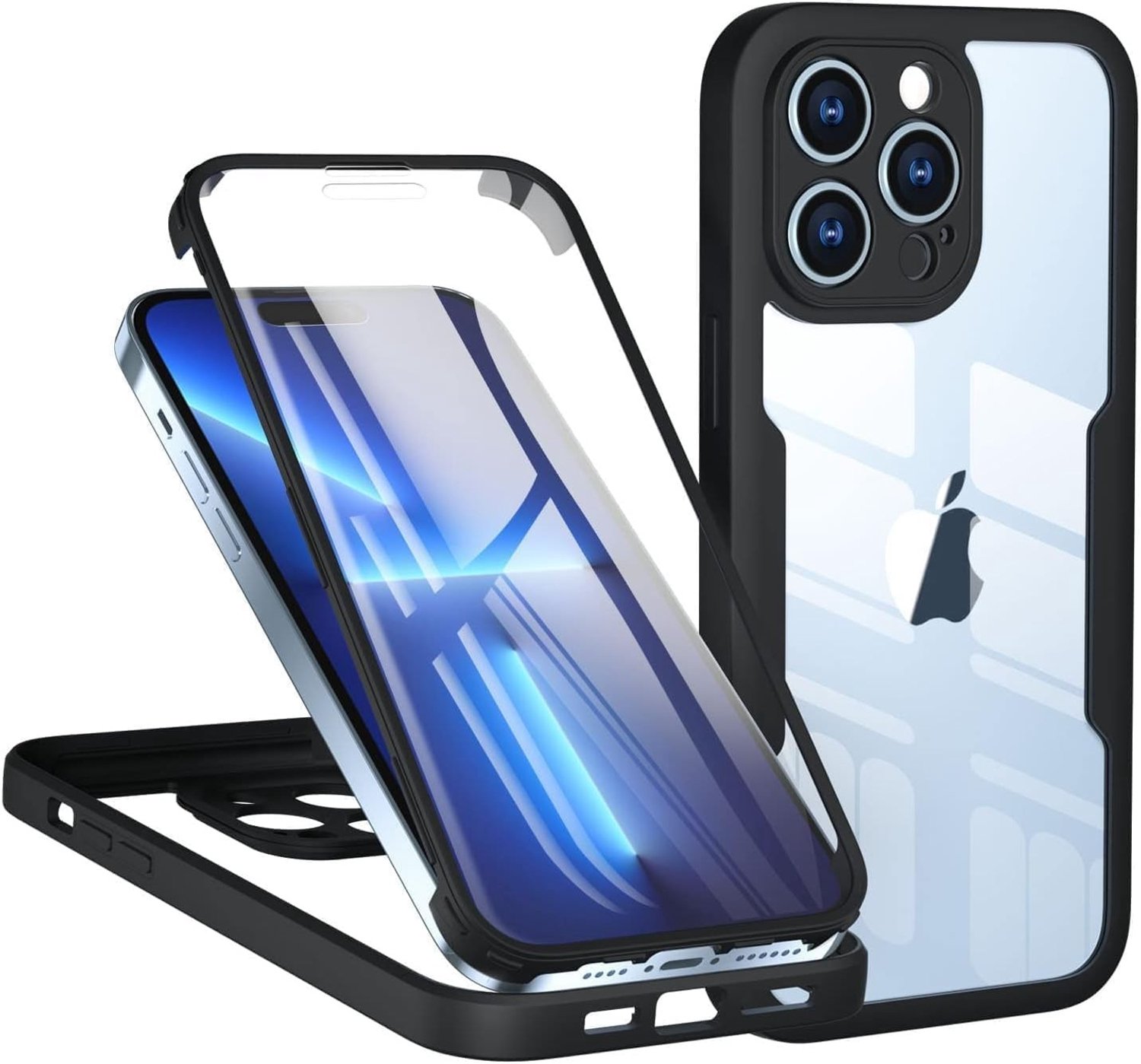 iPhone 16 Pro Hoes - Dubbelzijdig Helder met 360 Graden Bescherming - Zwart