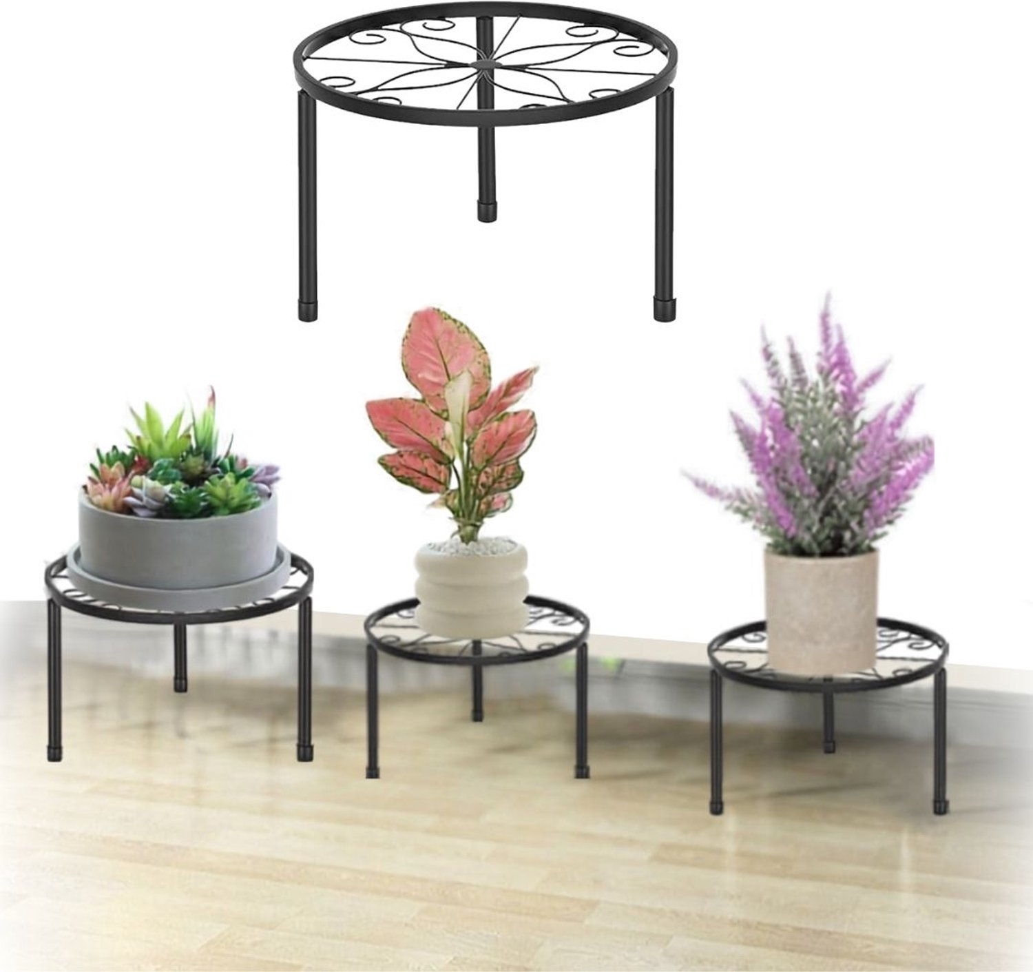 Zolvano® Plantentafel - Plantenstandaard voor Binnen - Plantenzuil - Zwart