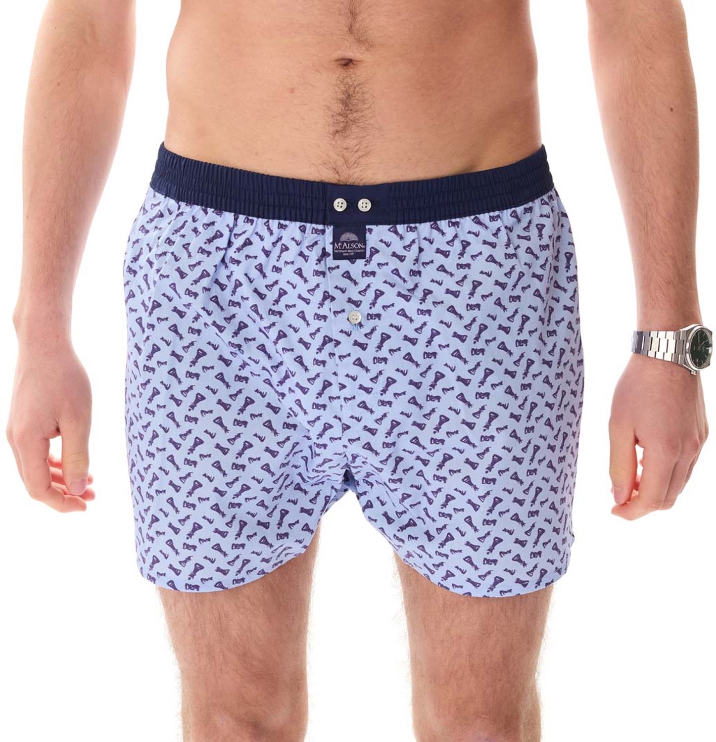 McAlson Heren Boxershort Schaak Marineblauw Blauw L