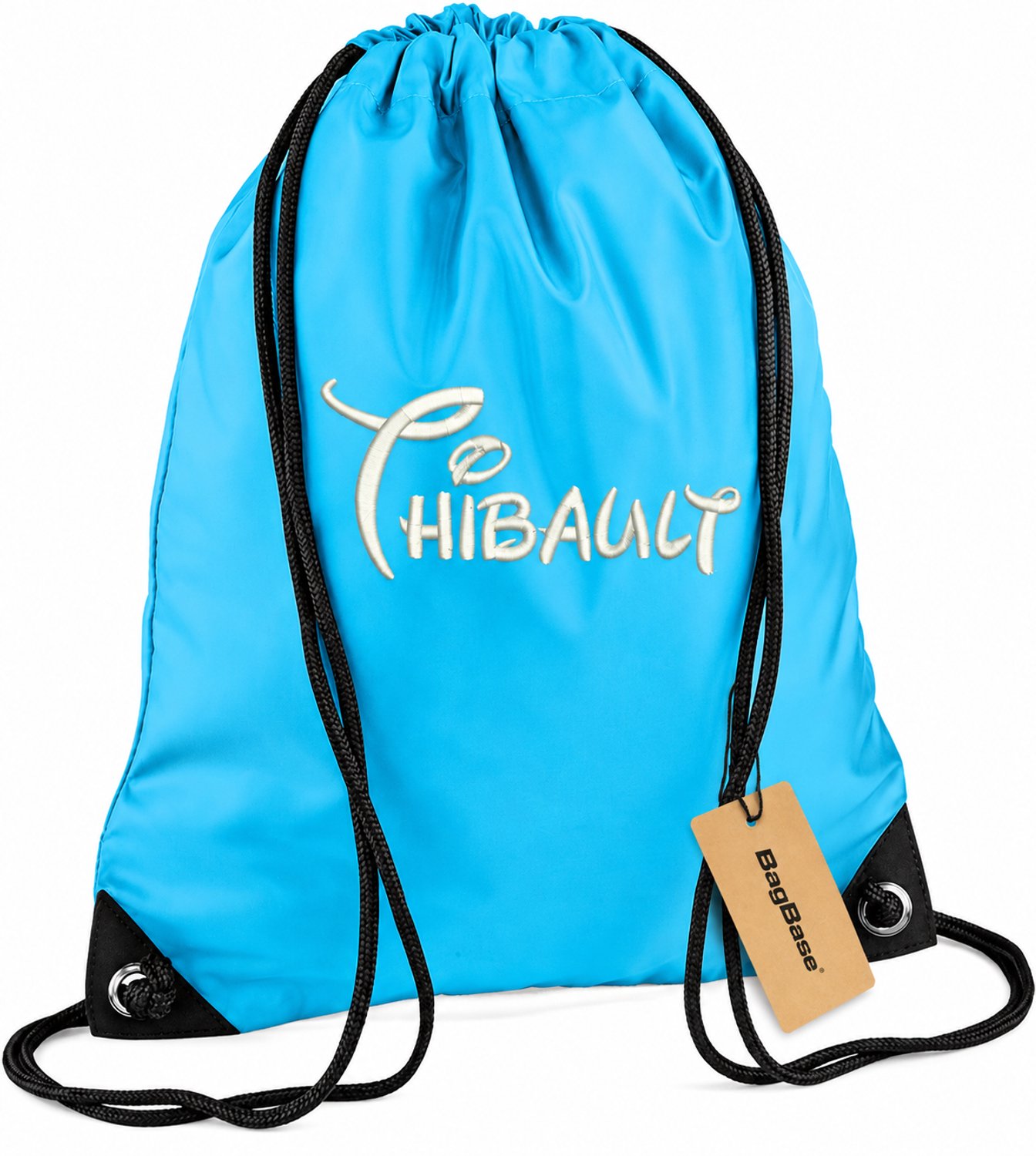 Premium zwemzak kleur Surf Blue met naam geborduurd | 27 verschillende kleuren | gepersonaliseerd | Bagbase