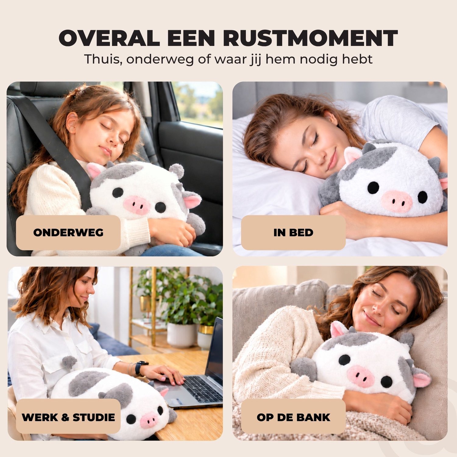 ADEL Verzwaringsknuffel Koe 2 kg – Zachte Verzwaarde Knuffel / Weighted Stuffed Animal – Verzwaringskussen Kind & Volwassenen – Rustgevend Knuffeldier — afbeelding 7