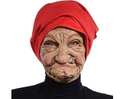 Realistisch 22x11 inch Oude Man Masker met Hoofddoek voor Halloween, Kostuumfeest en Cosplay, Perfect voor Carnaval en Verkleedpartijen