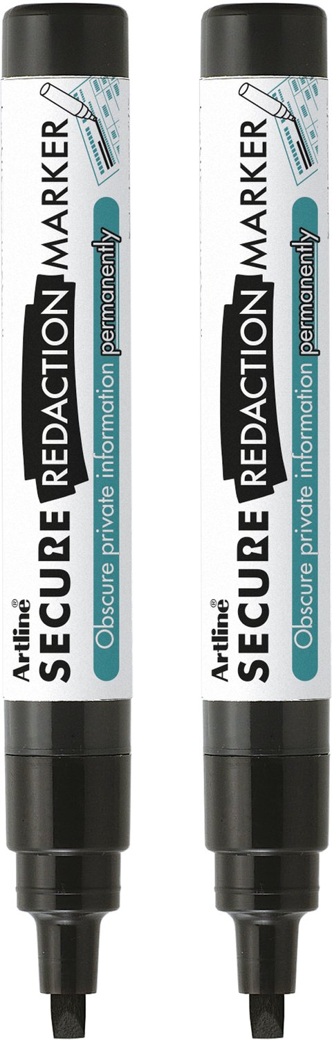 Artline Secure Markers - Set van 2 markers - Voor het verbergen van persoonlijke en vertrouwelijke gegevens - Zwart