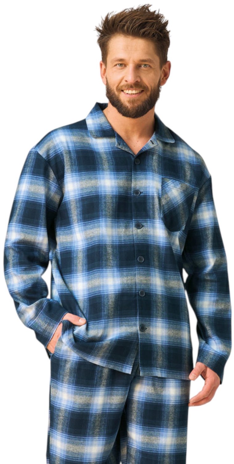 Key Flanellen Pyjama Heren Blauw Ruit MNS 432 XL
