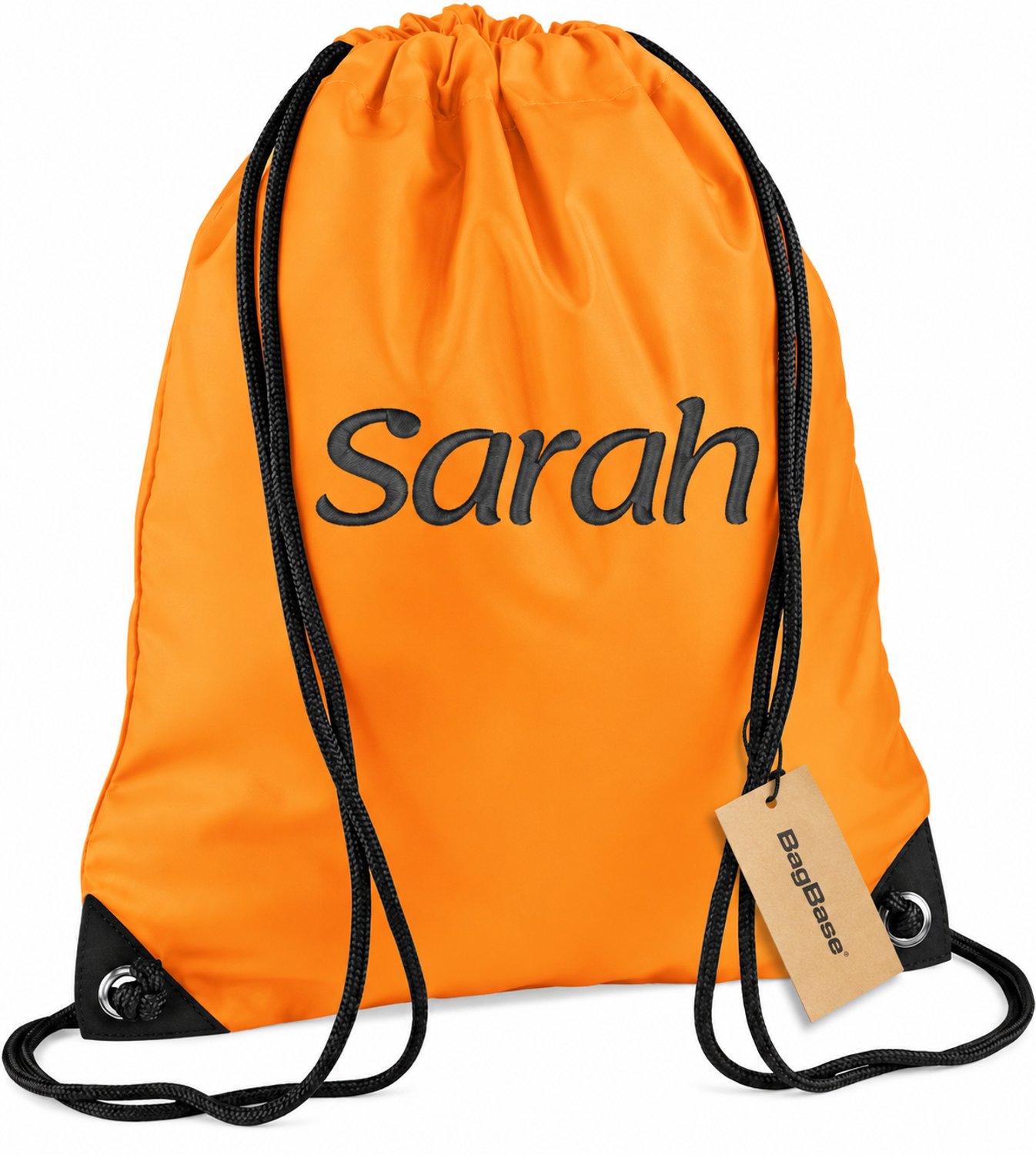Premium zwemzak kleur Fluorescent Orange met naam geborduurd | 27 verschillende kleuren | gepersonaliseerd | Bagbase
