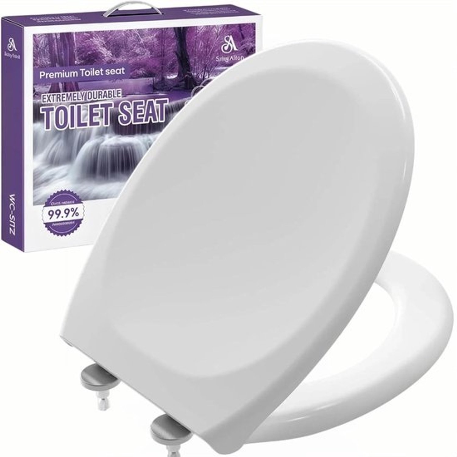 Toiletdeksel - Ovale toiletbril - Badkamerhygiëne - Softclosemechanisme - 435 x 37 cm - Wit