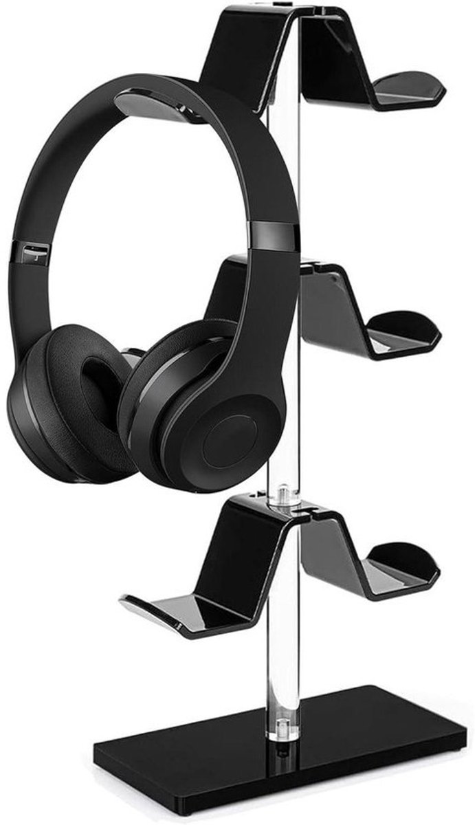 Controller en Hoofdtelefoonhouder - Standaard voor Gamepads - Speelkamer Organiseren - Draaibare Oorbeugel - 39 cm Hoog - Zwart en Transparant