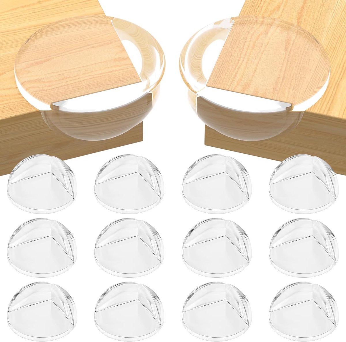 12 stuks hoekbescherming voor baby's, randbescherming voor baby's, zelfklevende randbescherming, transparante tafelrandbescherming voor verschillende meubels, moeiteloos aan te brengen en zonder
