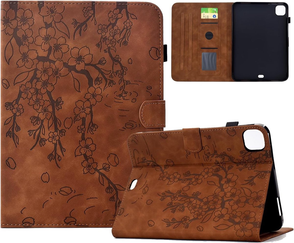 Hoes voor iPad Air 11 inch - pruimenbloesem PU leer - magneetsluiting - standaardfunctie - ShopVlot