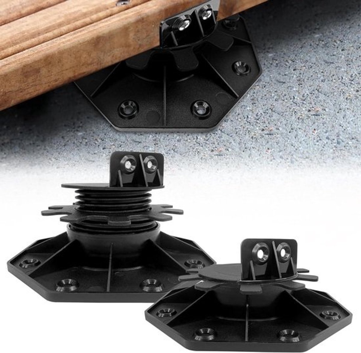 Verstelbare Pootjes - Ondersteuning Pads - Terras Bouwen - Zelfnivellerend - 30-60 mm - Zwart