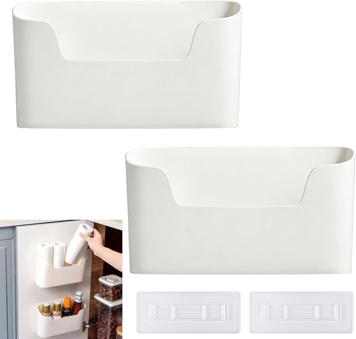 Keuken en Badkamer Opbergdozen - 2 Stuks Wandgemonteerde Organizer voor Keukenkast en Onder de Wasbak, Ideaal voor Ruimtebesparing en Organisatie