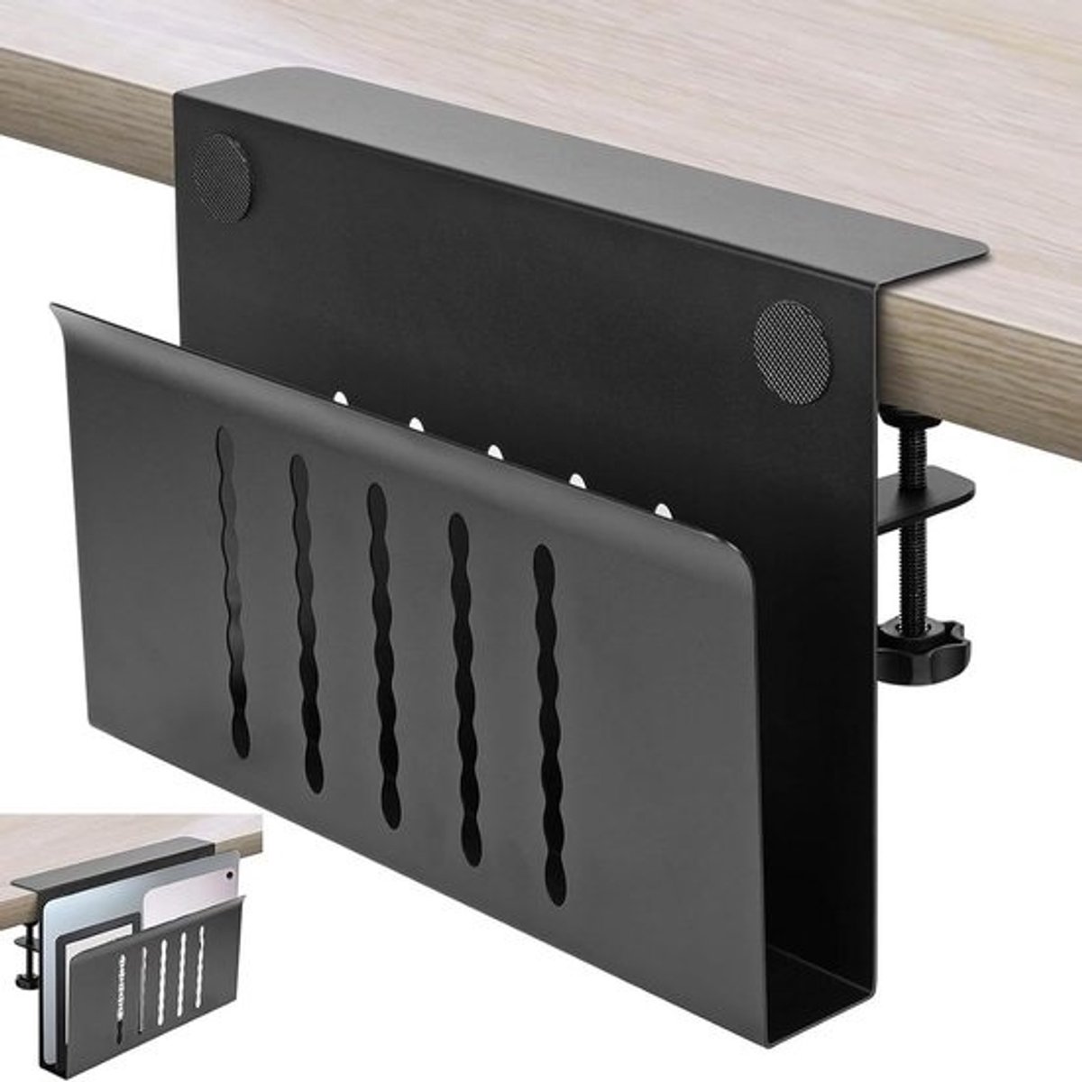 Bureauklem Plank - Klemplank Bureau - Bureau Organiseren - Ruimtebesparend Ontwerp - 30 x 4 x 20 cm - Zwart