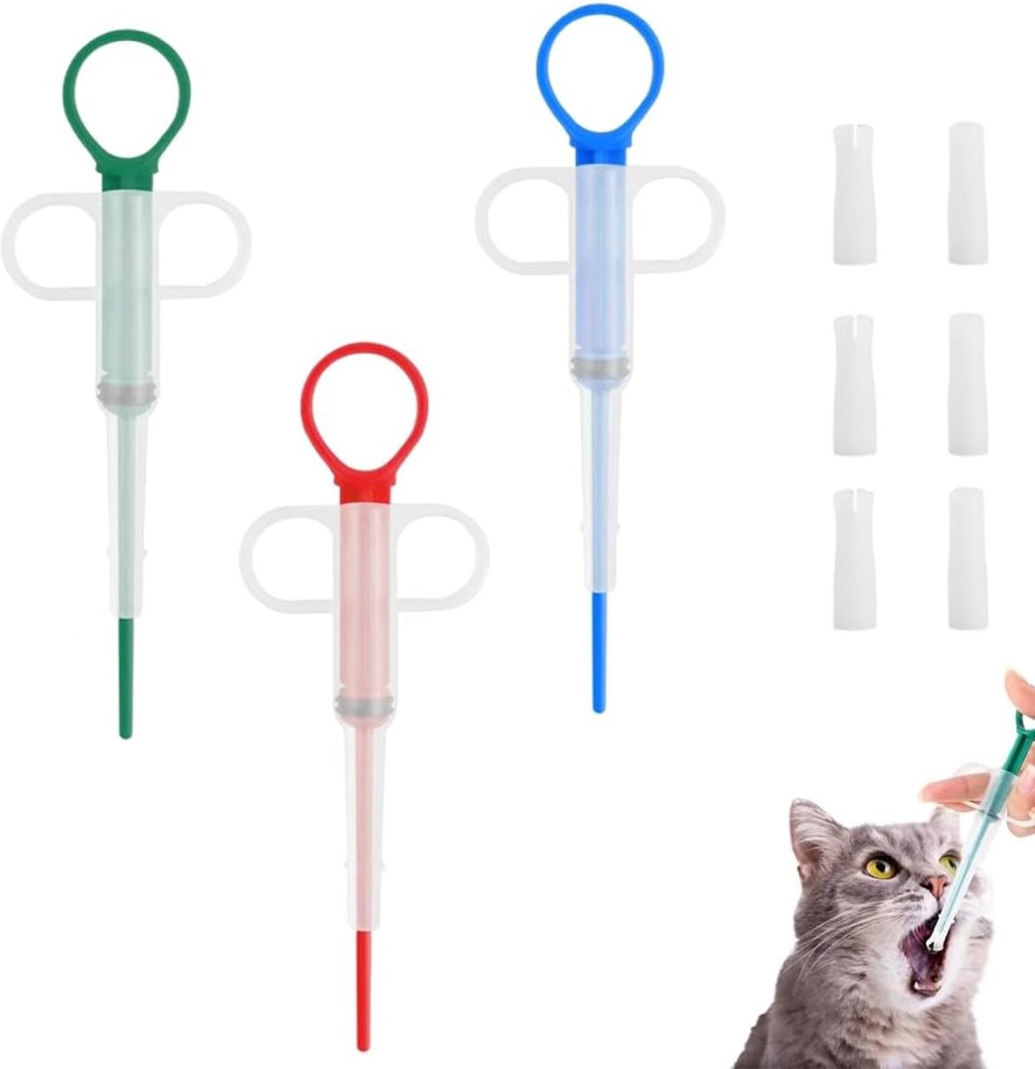 3 stuks herbruikbare pillensnijder voor katten en honden, tablettendispenser, huisdierfeeder, spuit, grote spuit