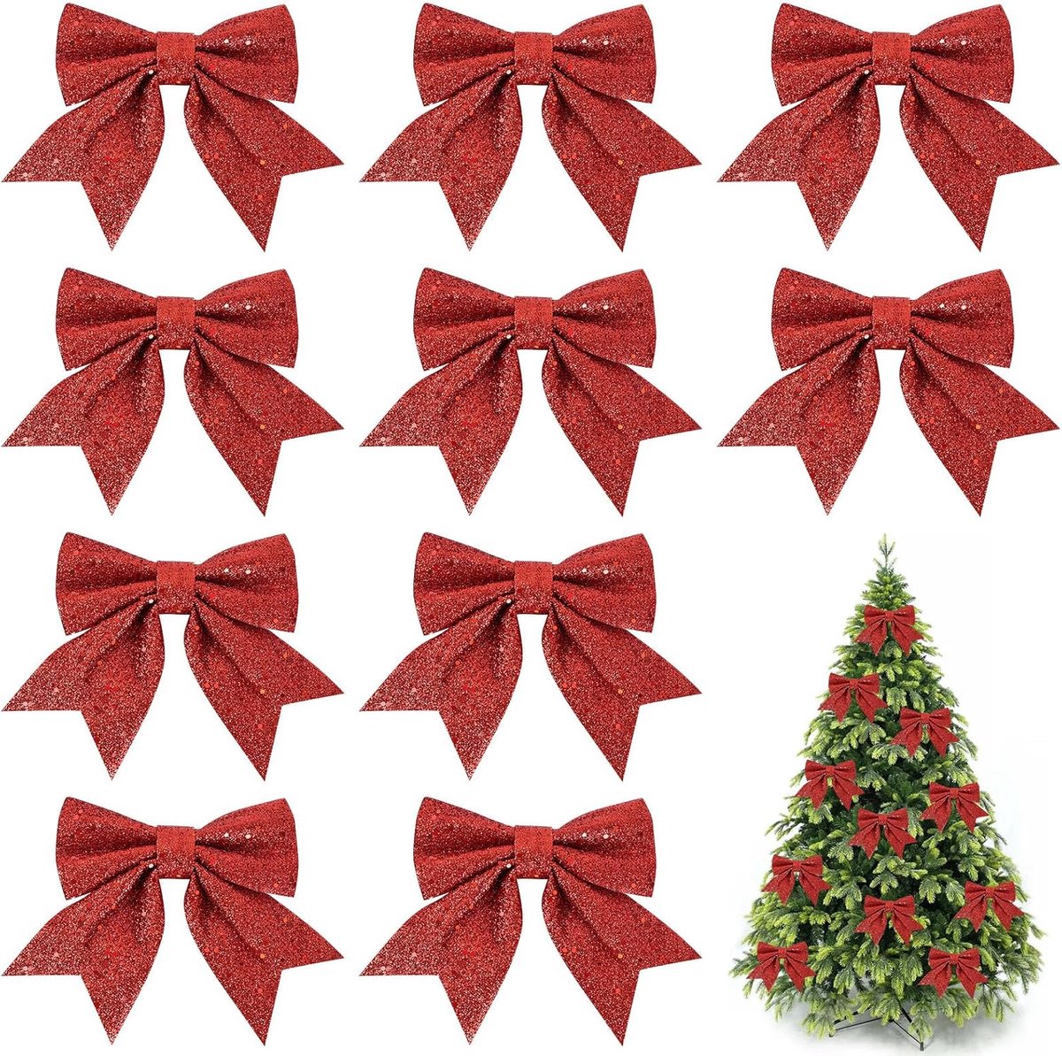 Strikken, glitter kerstboomversiering, hangende decoratie voor kerstboom, strikken voor familiefeesten, party decoratie voor Kerstmis, vakantie, bruiloft, feesten, kerstkrans