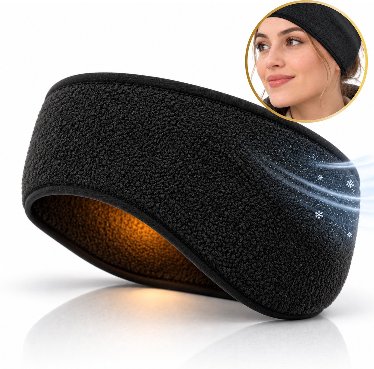 Twenty4seven® Oorwarmers Dames & Heren - Fleece Hoofdband voor Hardlopen en Fietsen - Winddicht & Ademend - Past onder Muts of Helm - Zwart One Size voor Volwassenen