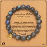 Bixorp Sterrenbeeld Weegschaal Armband van Labradoriet - Edelsteen Kralenarmband met Zodiac Libra bedel - 8mm / 18 cm