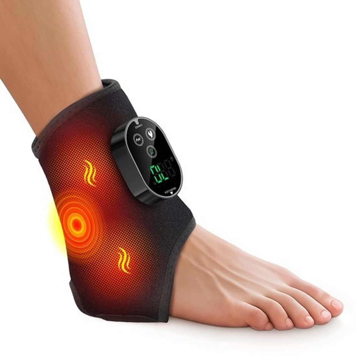 Verwarmde Enkelband - Voet Massager - Spierontspanning Bevorderen - Draadloos Oplaadbaar - 6 Warmtestanden - Zwart