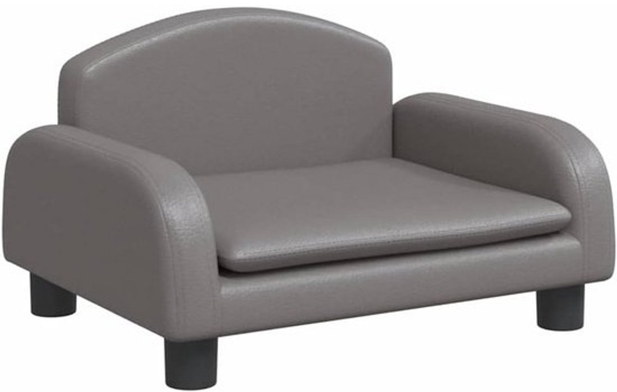 Kinderbankje Leerlook Grijs - Comfortabele Kindersofa 50x40x30 cm