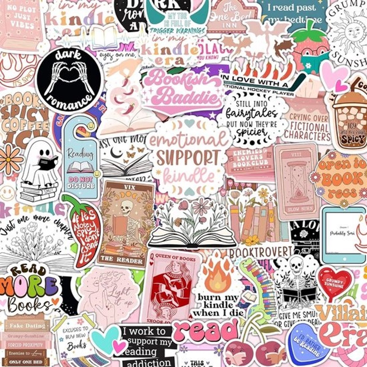 120x Boeken Stickers Holografisch Waterdicht voor Kindle E-reader Laptop Boekenliefhebbers
