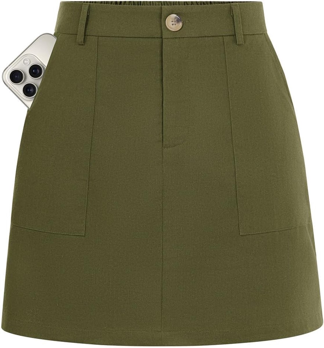 Kasin Linnen zomerminirok voor dames, hoge elastische taille, wikkelrok, casual, korte rok met zak
