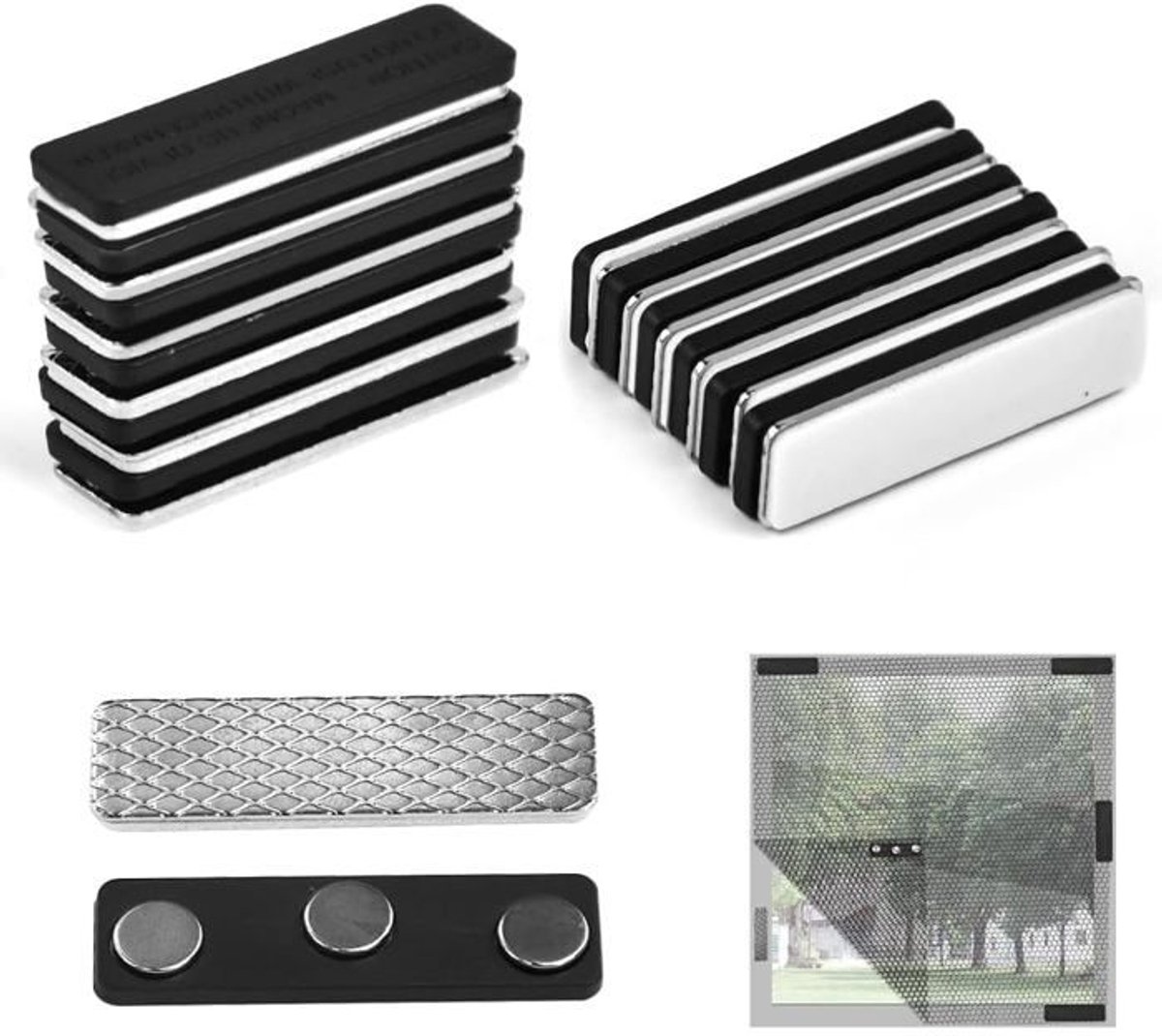 Magneten voor horren - 12 stuks krachtige magnetische clips, inclusief lijm - Boren niet nodig - Geschikt voor horren