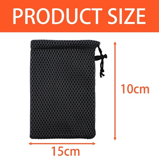 4-delige mesh tassen met trekkoord, duurzaam nylon opbergzakje, voor MP3-opladers, koptelefoonsleutels, ideaal voor dagelijkse organisatie (15 x 10 cm) — afbeelding 2