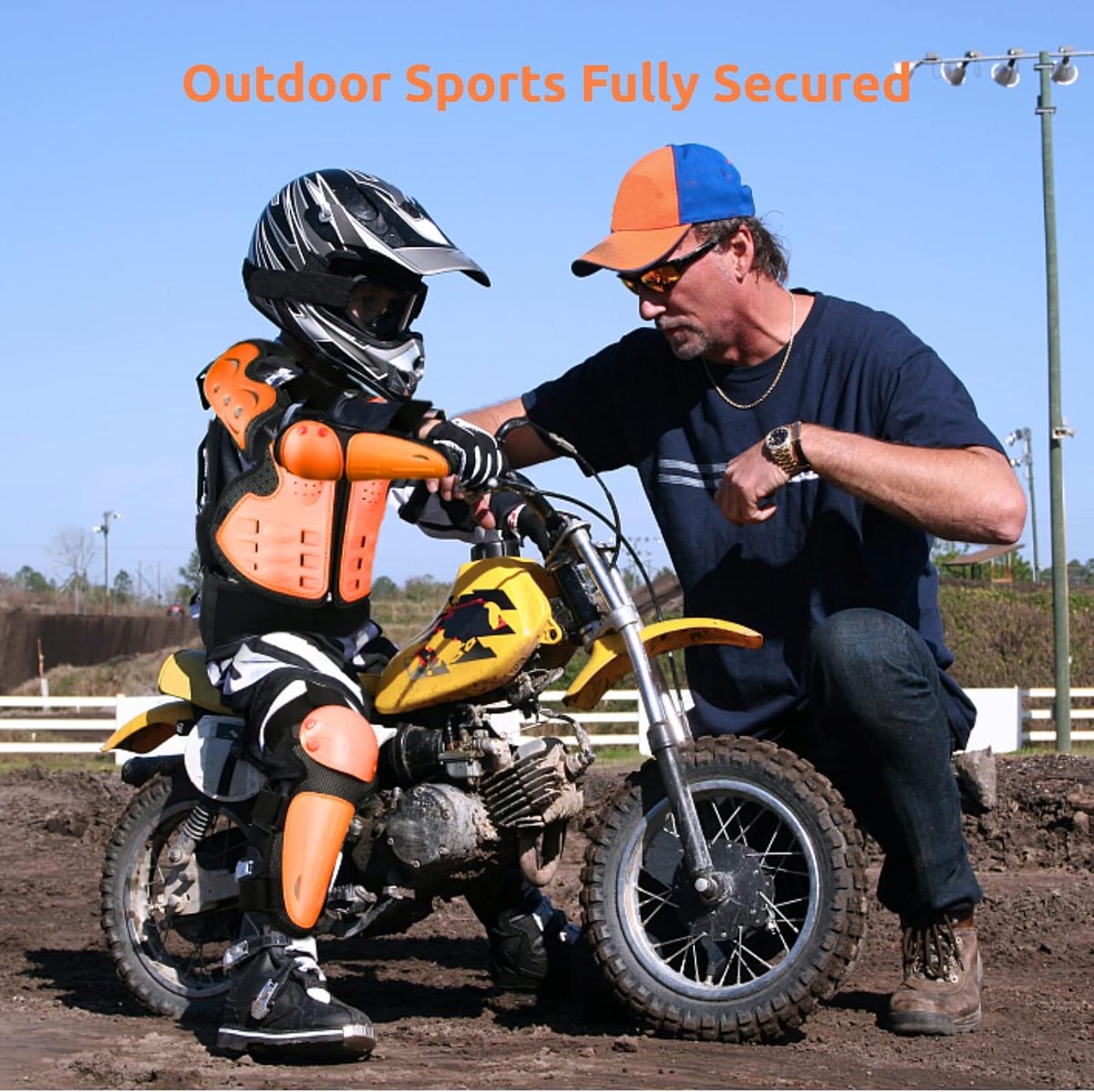 Stuk motorbeschermingsjas, kinderen, motoruitrusting met kniebeschermers, elleboogbeschermers, borstpantsers, racing, voor outdoor sport